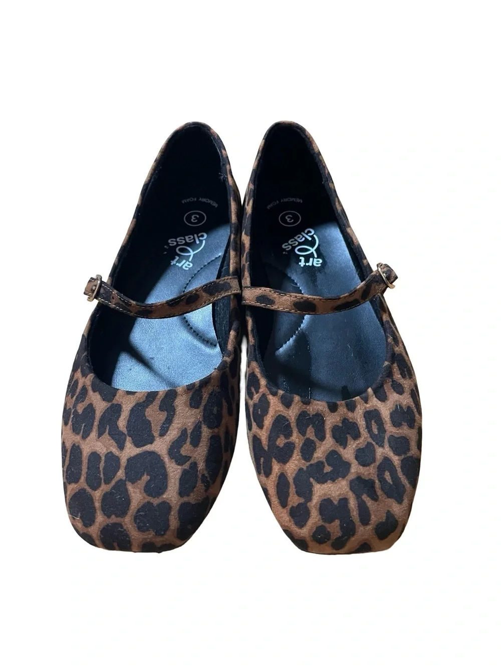 Youth Art Class Bronwyn Mary Jane ballet flat shoe black brown animal print 3